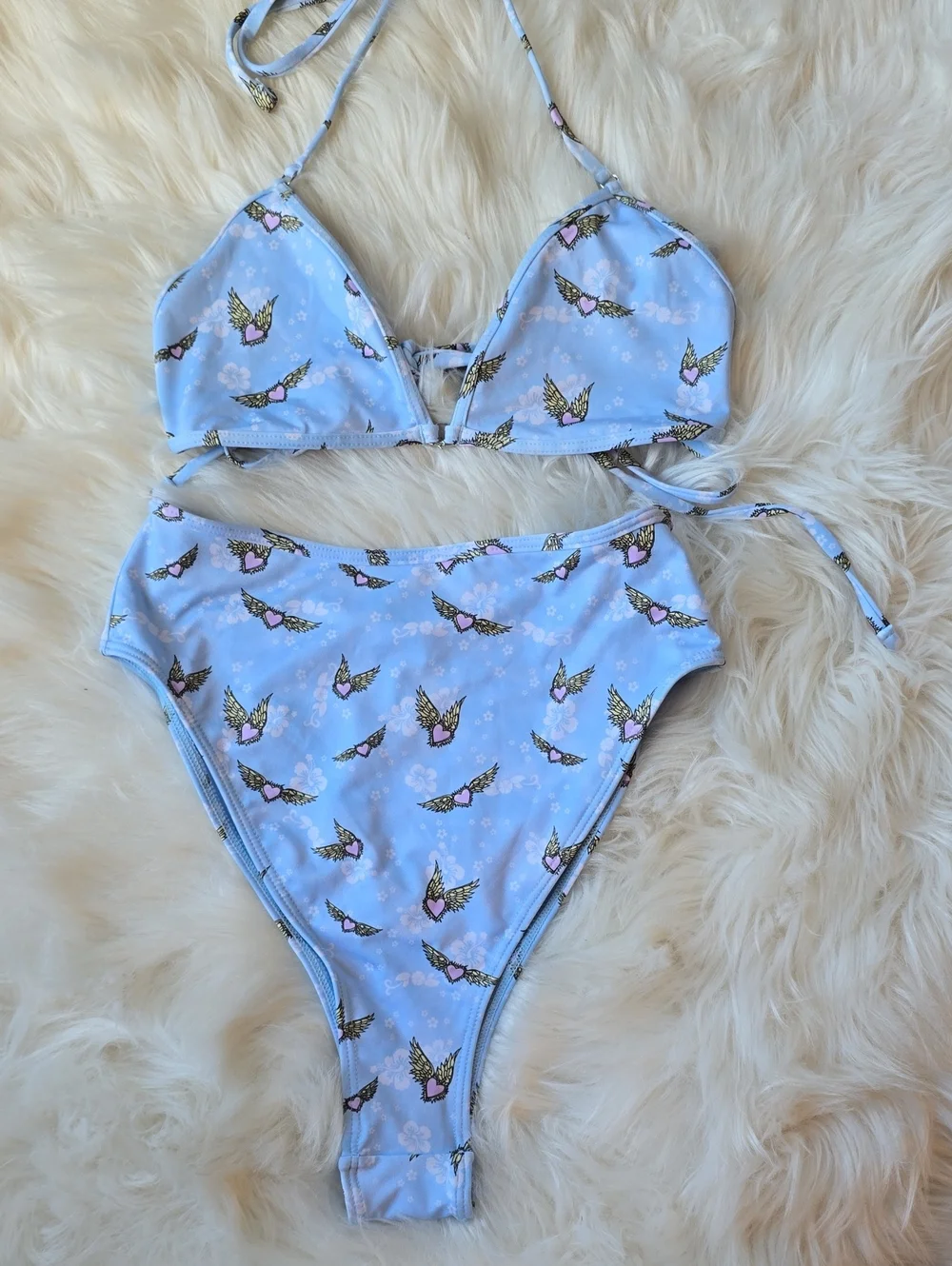 Victoria's Secret x Frankie's Bikinis Light Blue Wing Heart Bikini Set SIZE M